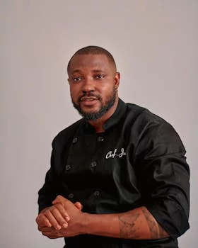 experienced chef in kitchen uniform